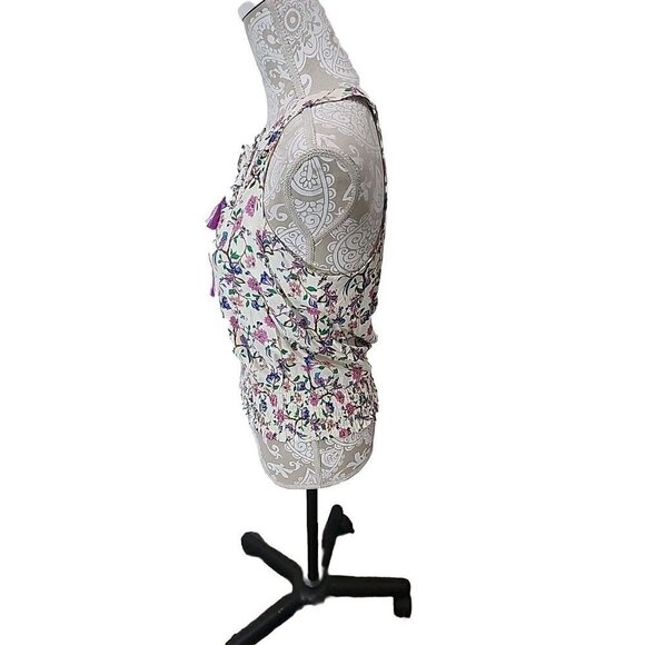 Rose & Olive Womens Sleeveless Cream Floral Sleeveless Blouse Top Small NWT - Picture 5 of 8